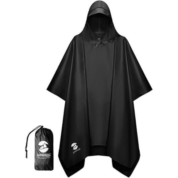 Hooded Rain Poncho Waterproof Raincoat Jacket for Men Women Adults - Picture 7 of 7